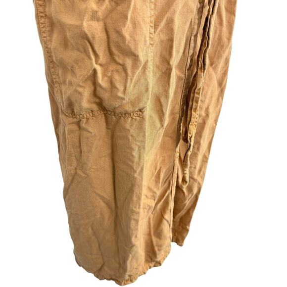 Caslon Button Down Womens Orange Tencel Soft Belted Midi Short Sleeve Dress sz M - Picture 2 of 16